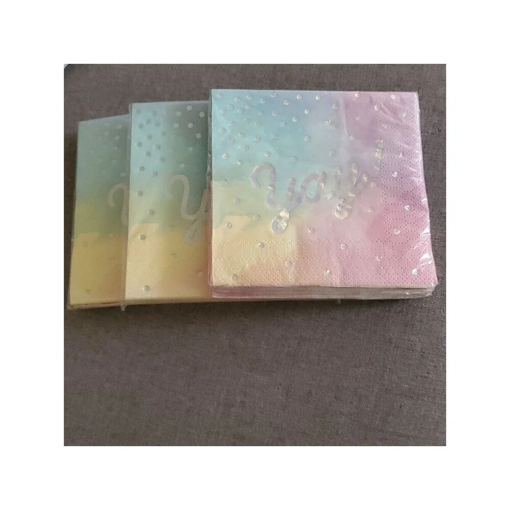 Rainbow Colors 48 Napkins Beverage Size Home party supply size 9.8